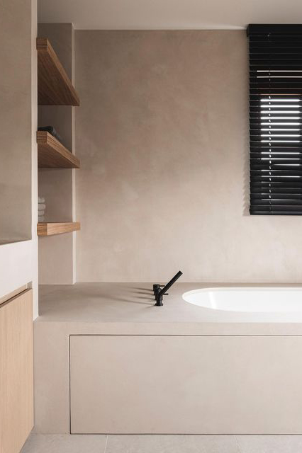 slow living badkamer met stuc